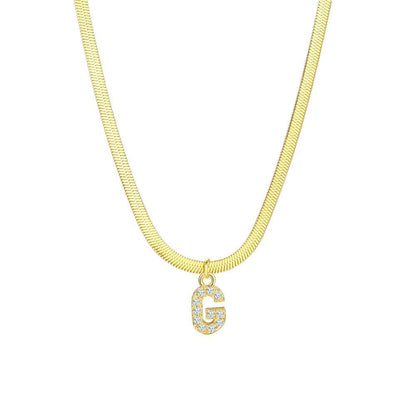 Gold Snake Chain Initial Necklace