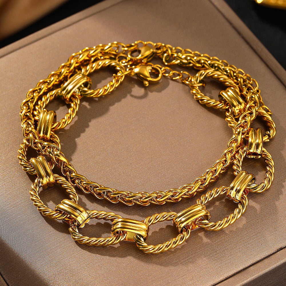 Gold Twisted Link Statement Bracelet