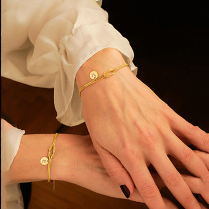 Gold Knot Initial Letter Bracelet