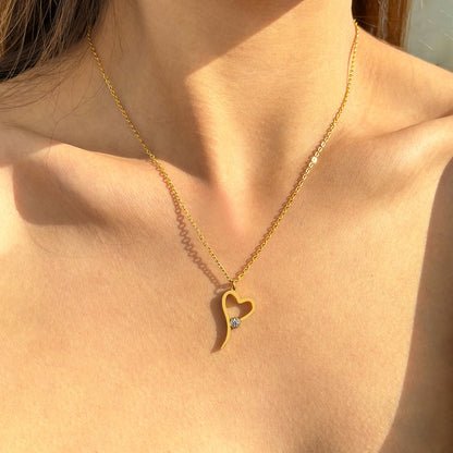 Asymmetrical Heart Pendant Necklace
