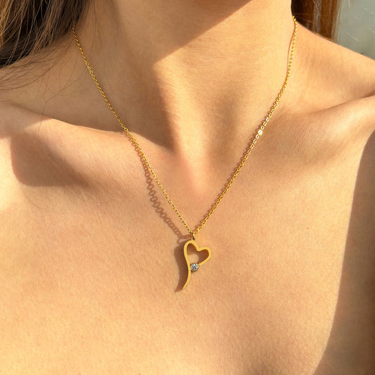 Asymmetrical Heart Pendant Necklace