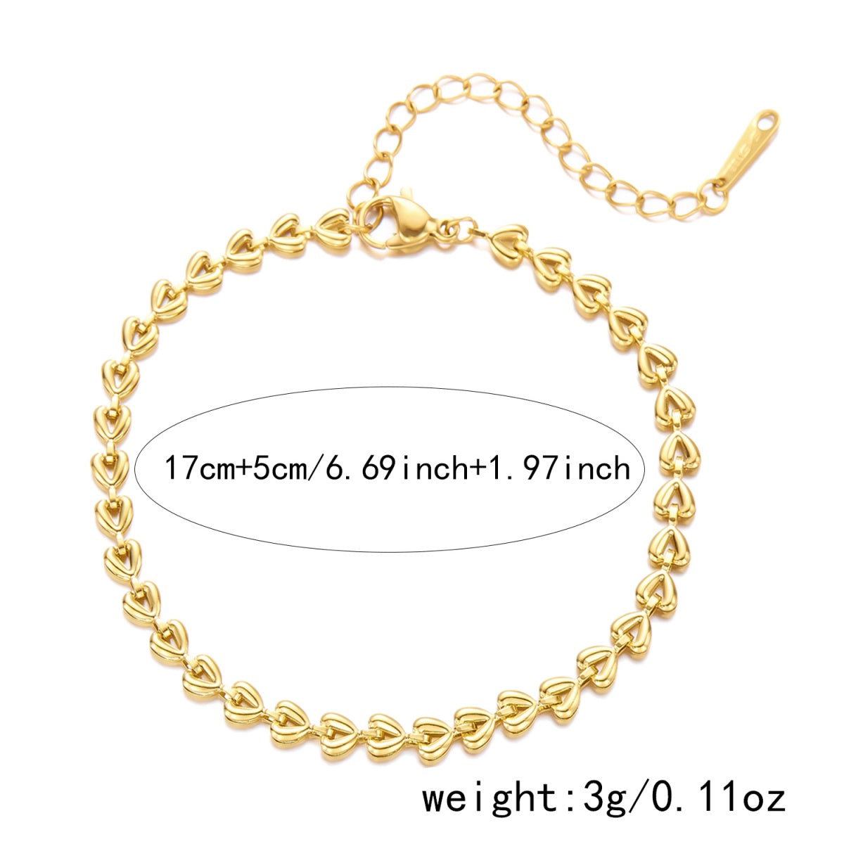 Gold Heart Link Bracelet