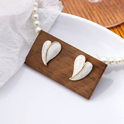 Yellow & White Heart Stud Earrings
