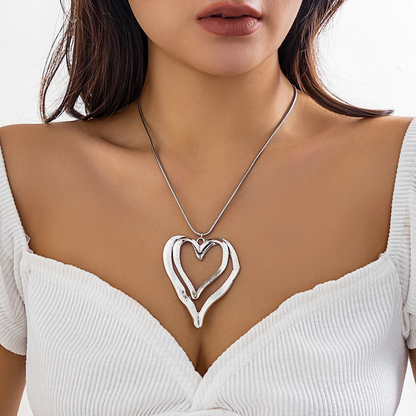 Twin Hollow Hearts Necklace