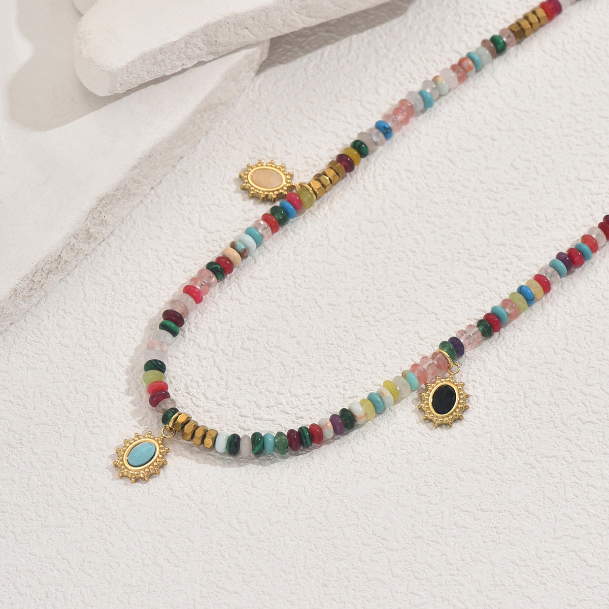 Colorful Beaded Charm Necklace