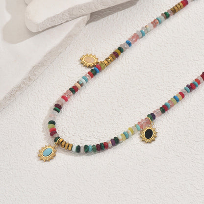 Colorful Beaded Charm Necklace