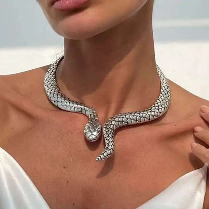 Punk Snake Torques Choker Necklace