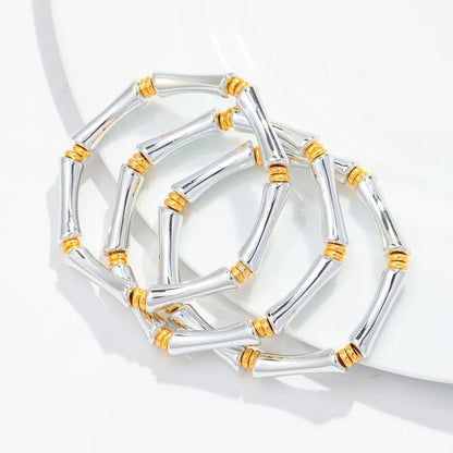 3pcs Gold Bamboo Bangle Bracelet Stack