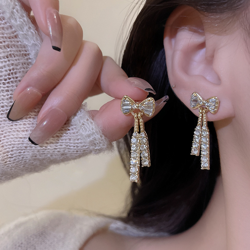 Glamour Bow Drop Earrings