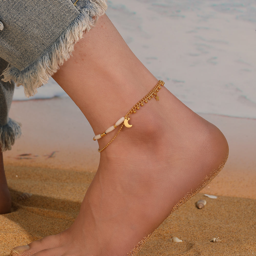 Moonlit Tide Multi-Charm Anklet