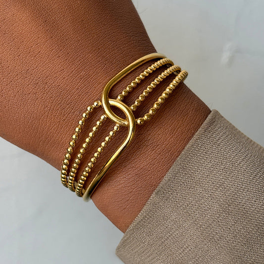 5-Strand Beaded Twist Cuff Bracelet