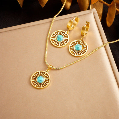 2pc Turquoise Sunburst Jewelry Set