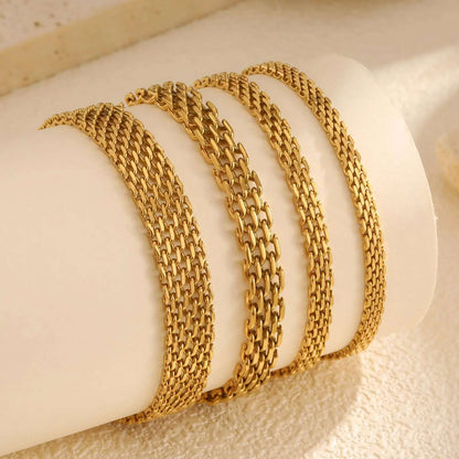 4pc Gold Stainless Steel Chain Bracelet Stack