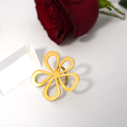 Hollow Flower Stainless Steel Ring