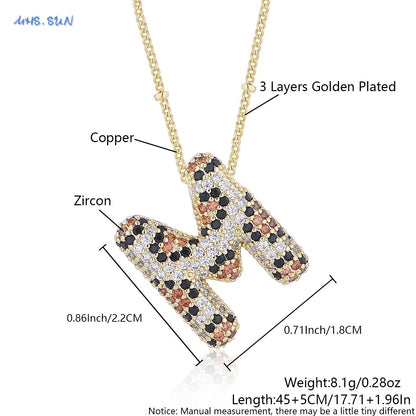 Leopard Print Bling Initial Pendant Necklace