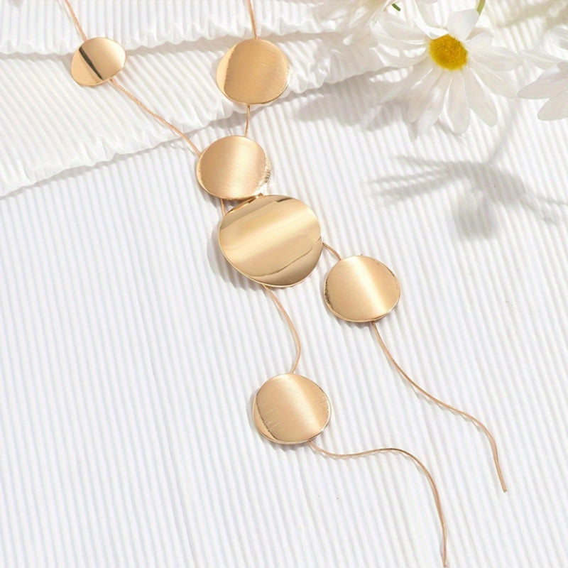 Modern Geometric Disc Y-Necklace