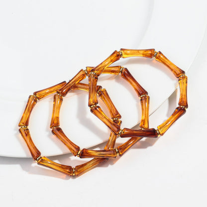 3pcs Gold Bamboo Bangle Bracelet Stack