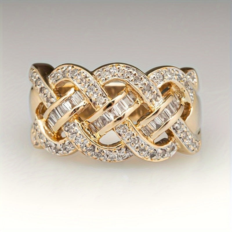 Braided Crystal Band Ring