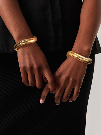 2pc Bold Sculpted Cuff Bracelet Set