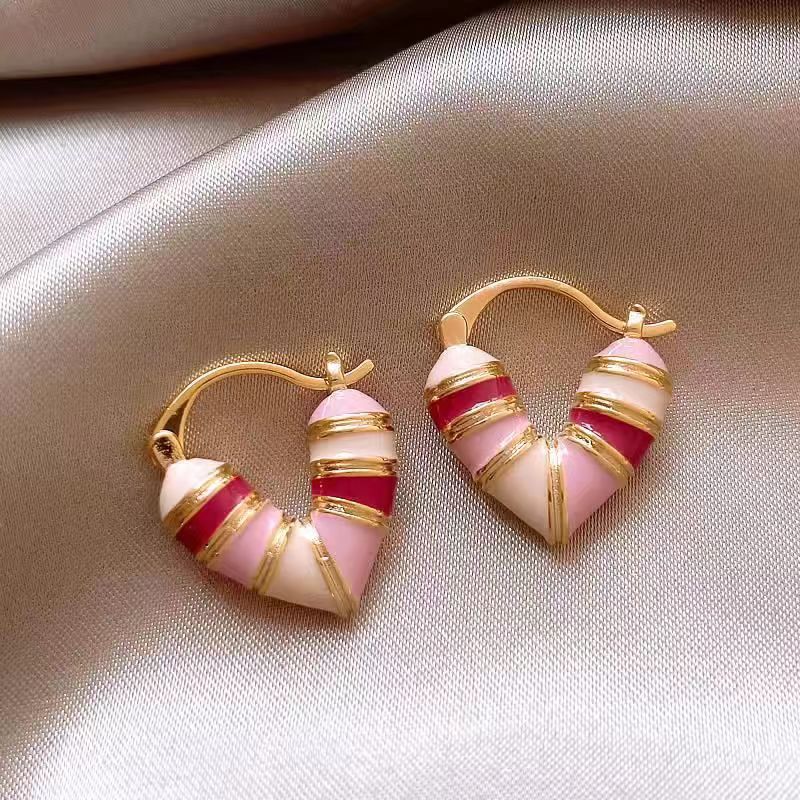 Red Drip Heart Hoop Earrings