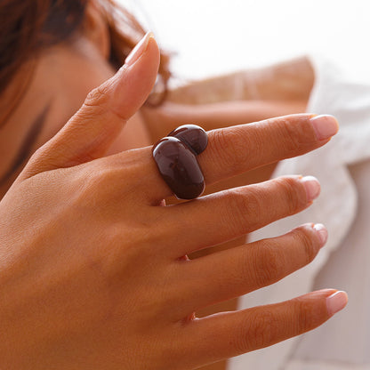 Multicolor Resin Water Drop Chunky Ring