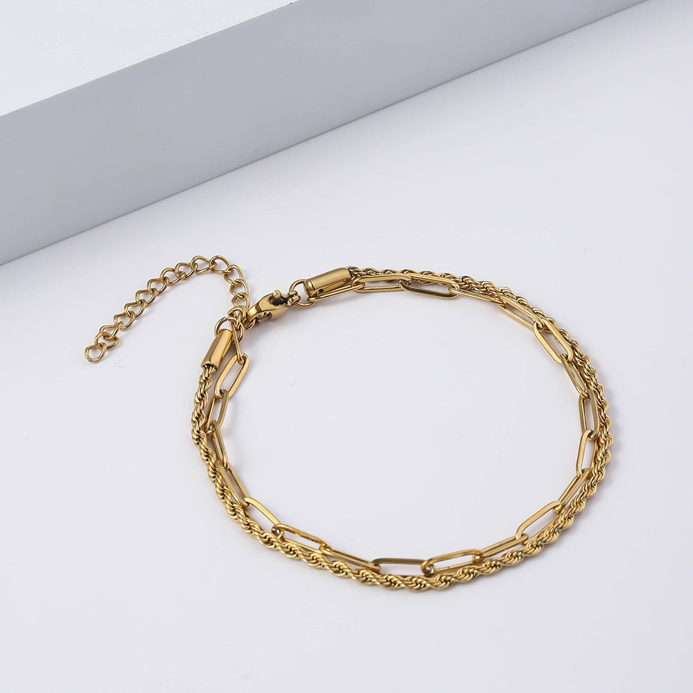 2pc Gold Chain Bracelet Set for Men