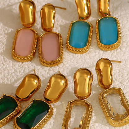 Matte Blush Gem Drop Earrings