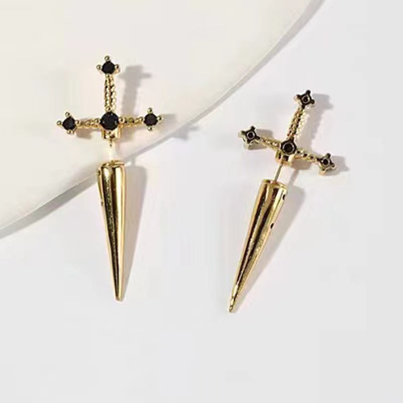 Gem Sword Stud Earrings