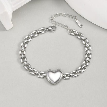 Gold Heart Link Chain Bracelet