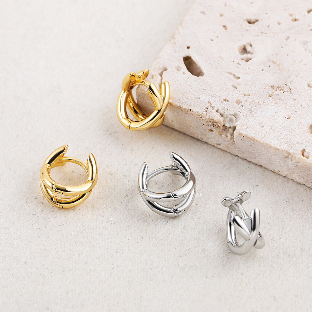 Gold Cross Huggie Hoop Earrings