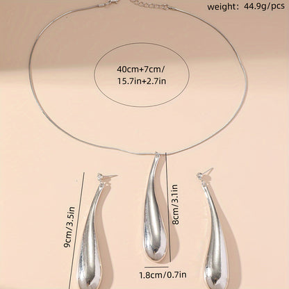 2pc Teardrop Pendant Jewelry Set