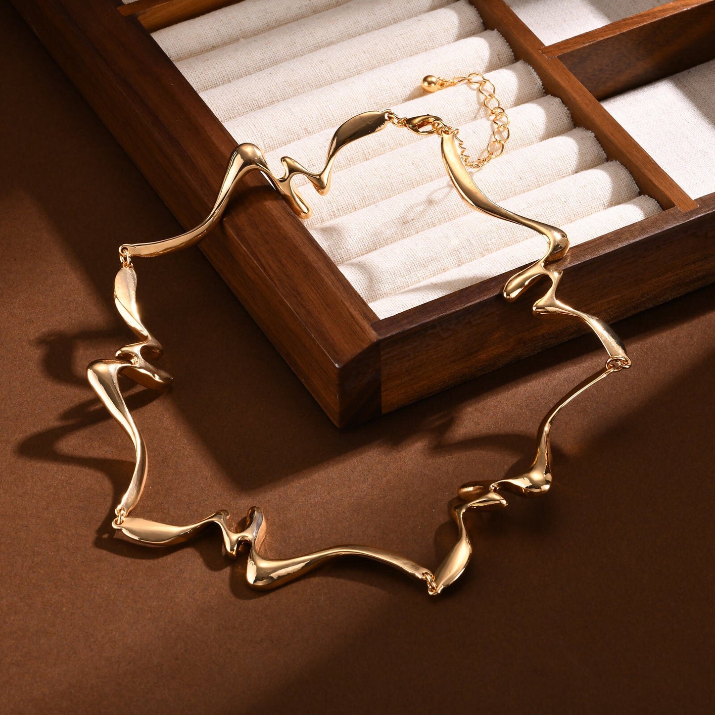 2pc Abstract Wave Necklace & Bracelet Set