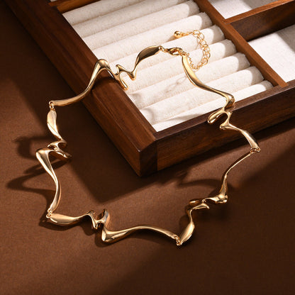 2pc Abstract Wave Necklace & Bracelet Set