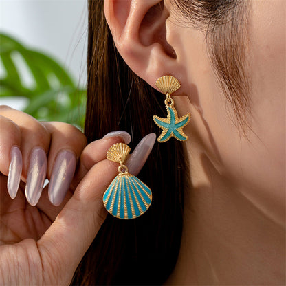 Asymmetrical Shell Starfish Earrings