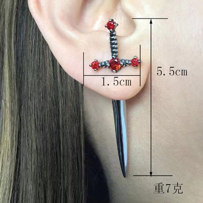 Gem Sword Stud Earrings