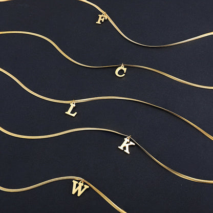 Gold Initial Pendant Snake Chain Necklace