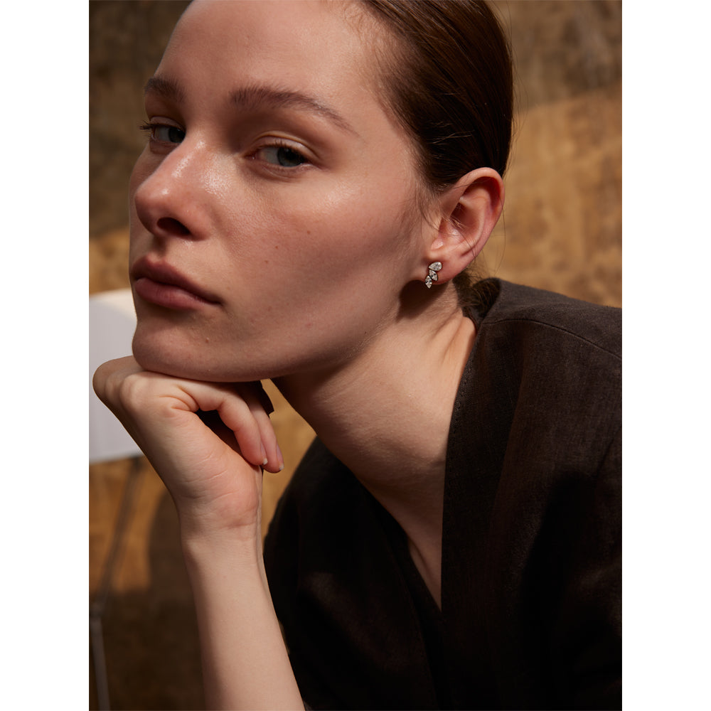 Teardrop Leaf Climber Earrings