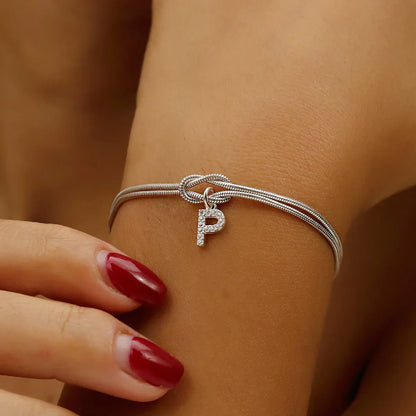 Diamond Letter Love Knot Bracelet