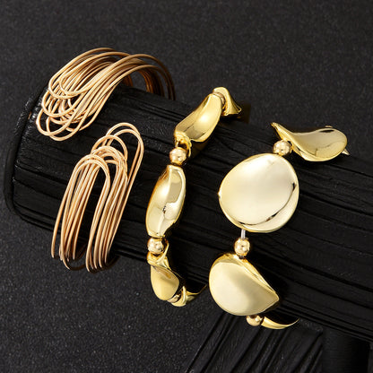 3pc Gold Abstract Bangle Bracelet Set