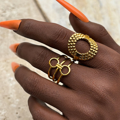 2pc Bold Geometric Ring Set