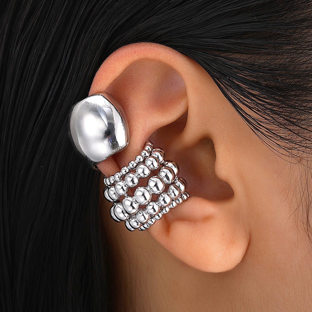 2pc Vintage Punk Chunky Clip Earring Set