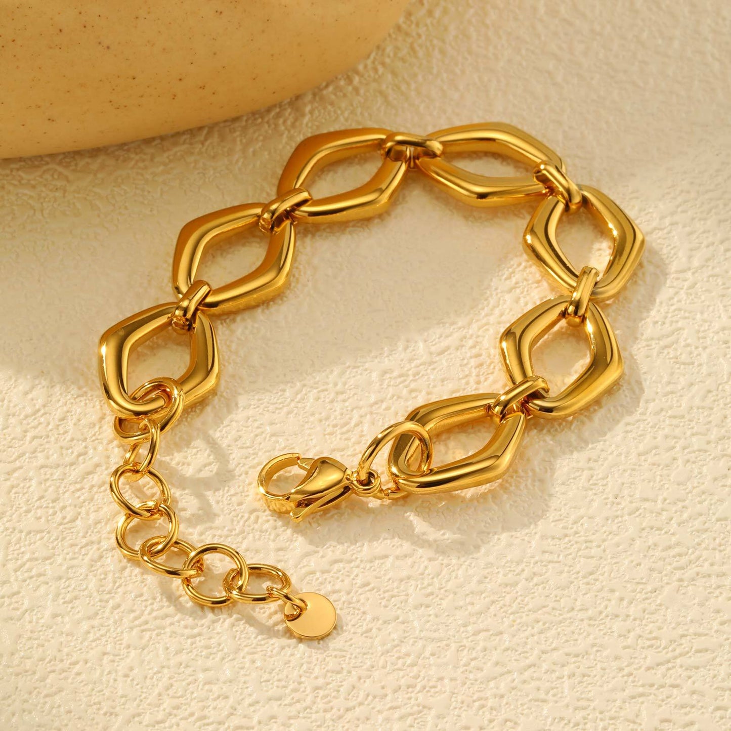 Diamond-Shaped Gold Link Bracelet