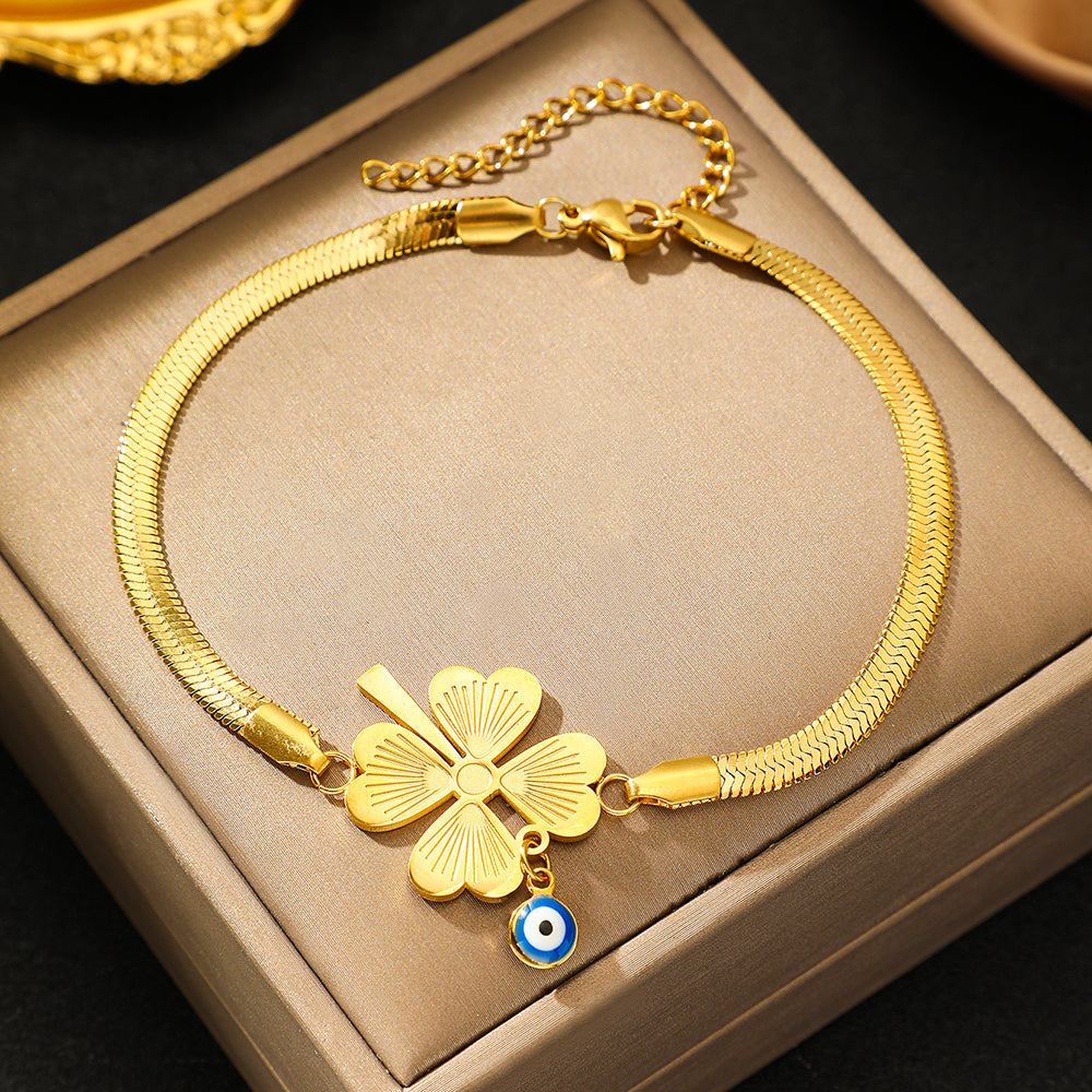 Lucky Clover Evil Eye Bracelet