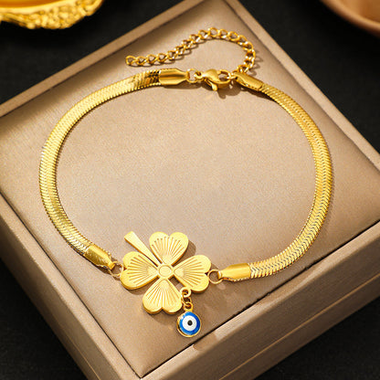 Lucky Clover Evil Eye Bracelet