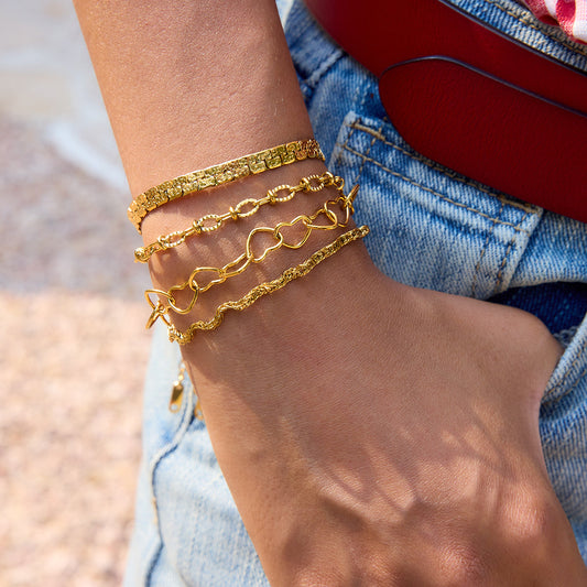 4pc Mixed Texture Chain Bracelet Set