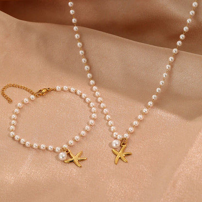 2pc Pearl Starfish Jewelry Set