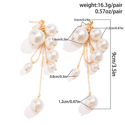 Elegant Pearl Tassel Drop Earrings