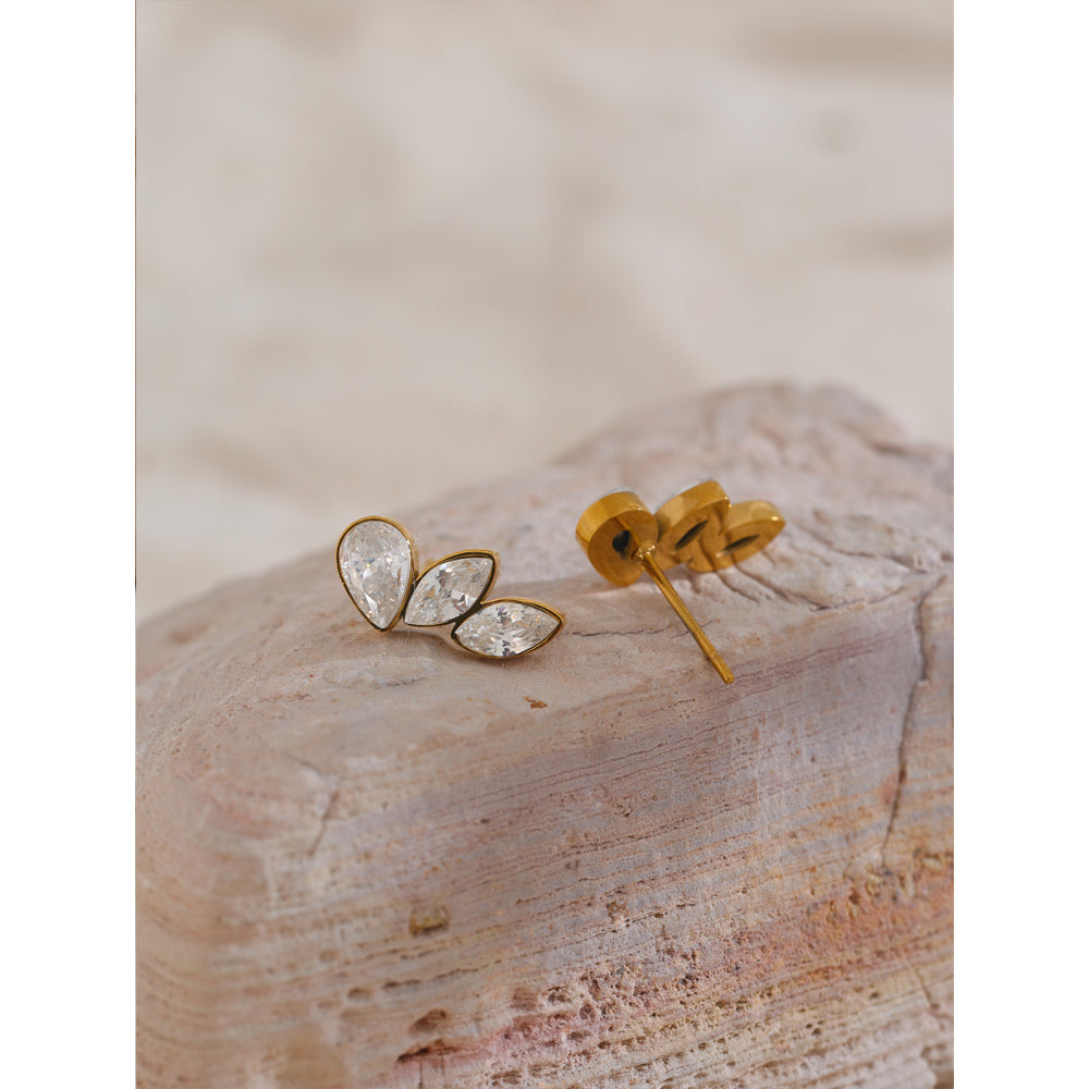 Teardrop Leaf Climber Earrings