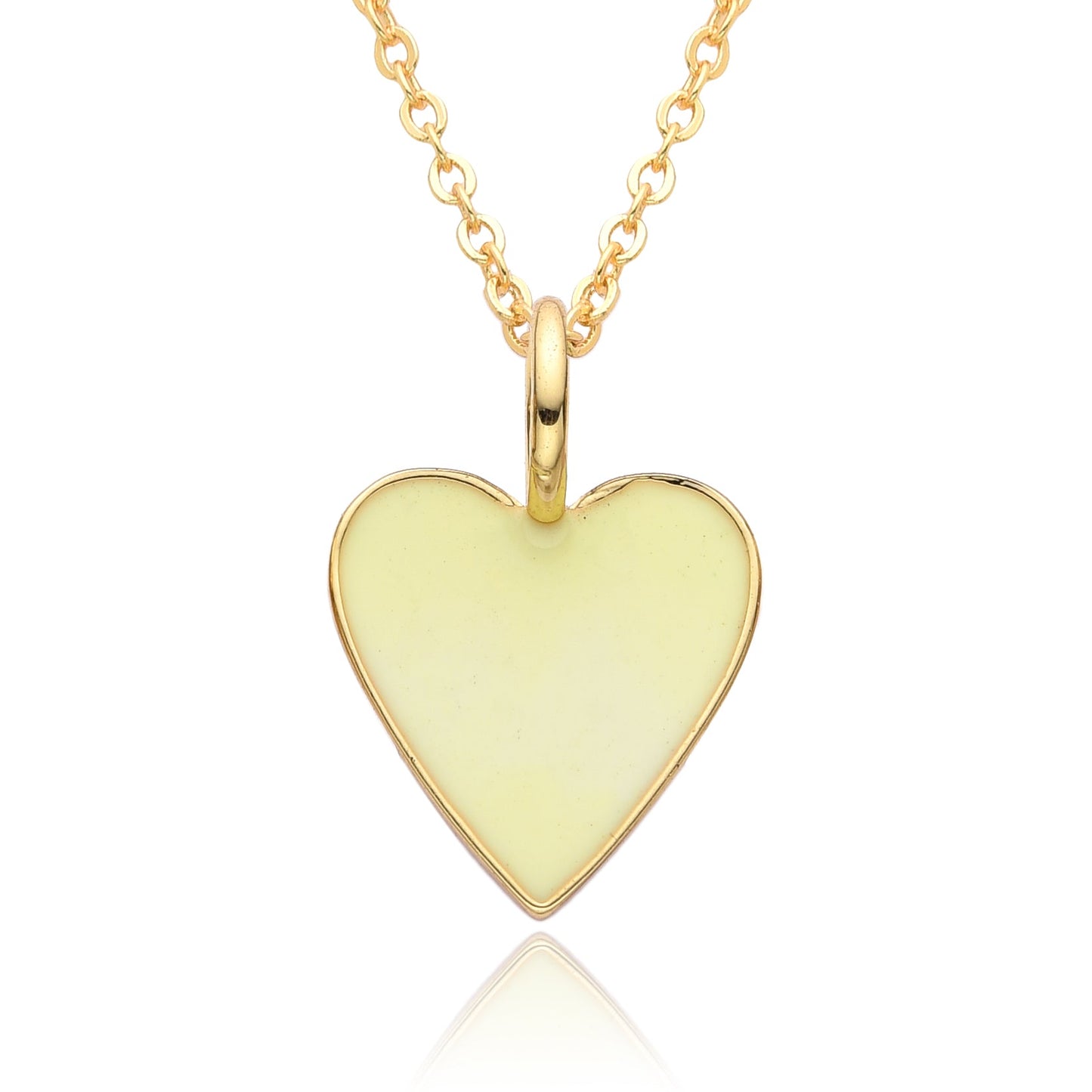 Gold Enamel Heart Pendant Necklace