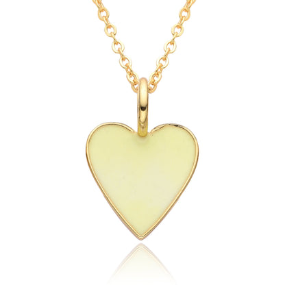 Gold Enamel Heart Pendant Necklace